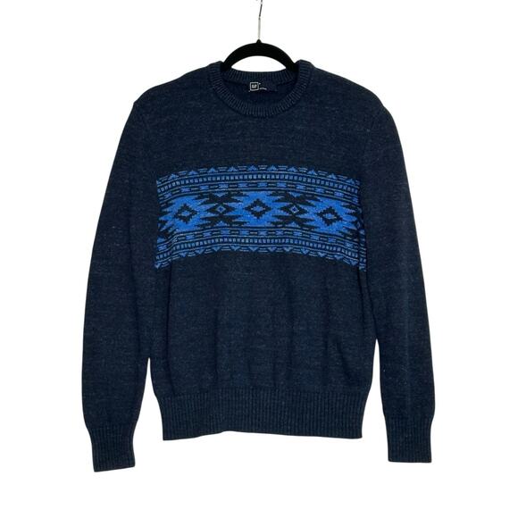 GAP blue Aztec print long sleeves sweater size Small - Picture 1 of 8